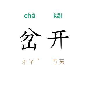 岔开